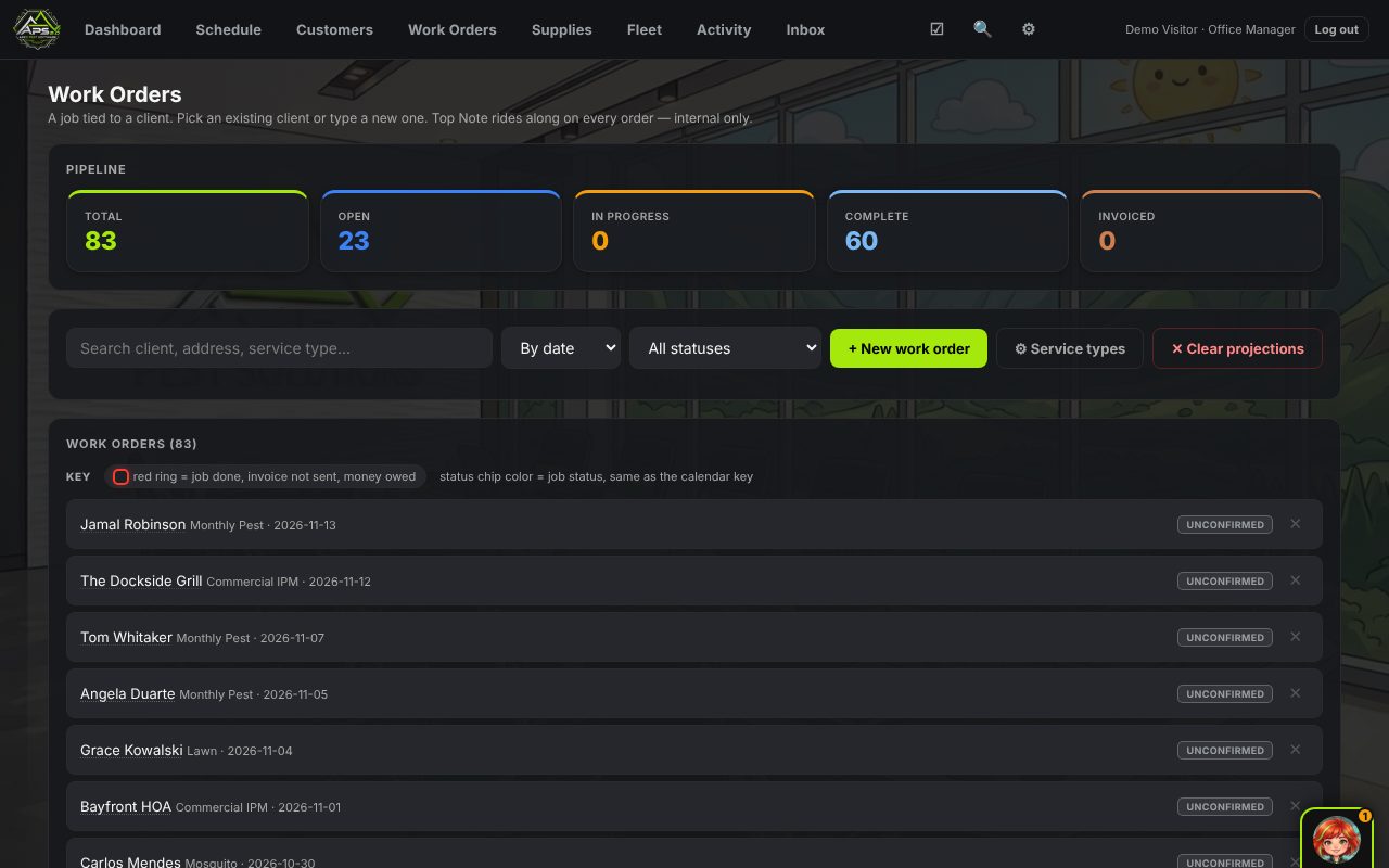 Work orders: the pipeline and the list with its key